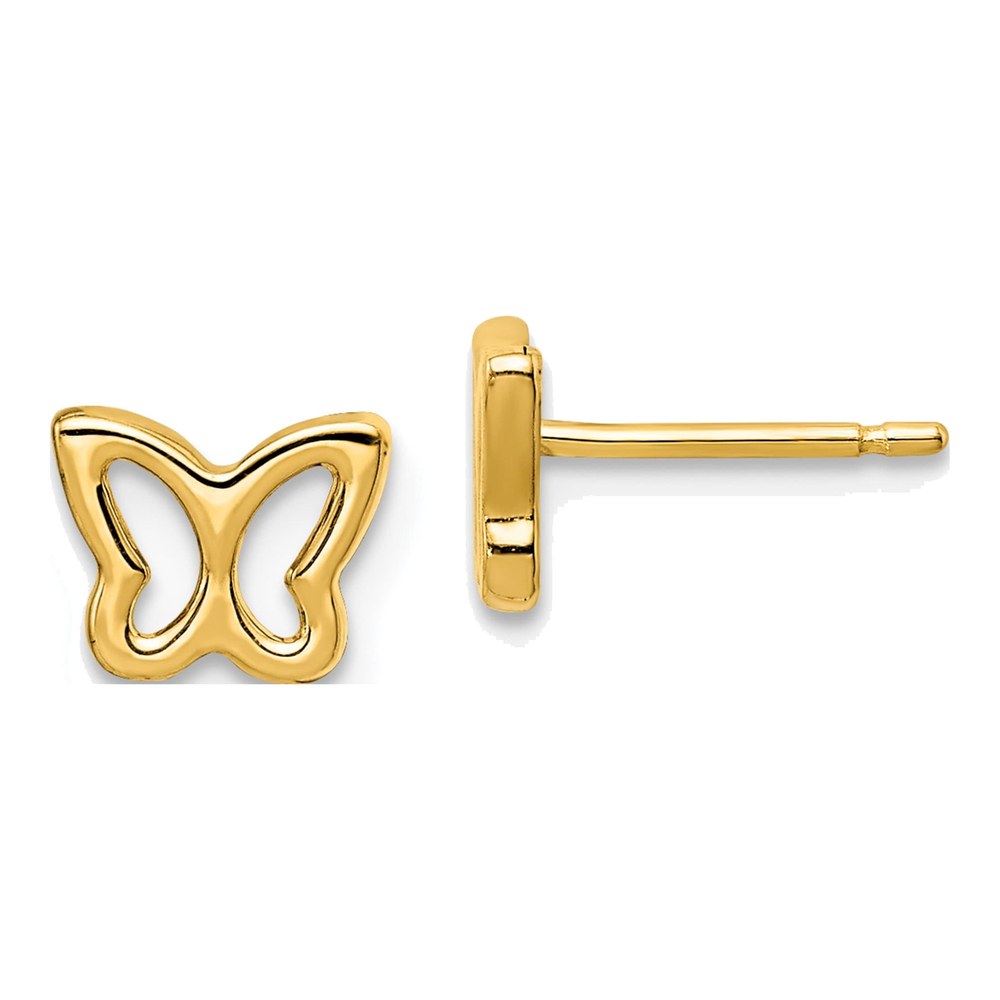 14K Yellow Gold Butterfly Stud Earrings