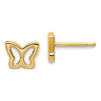 14K Yellow Gold Butterfly Stud Earrings
