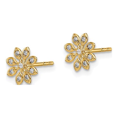 14K Yellow Gold CZ Flower Girls' Stud Earrings – view 3
