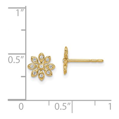 14K Yellow Gold CZ Flower Girls' Stud Earrings – view 5