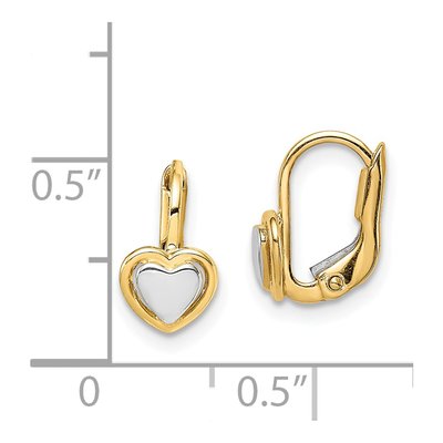 14K Two-Tone Gold Heart Leverback Earrings – view 5
