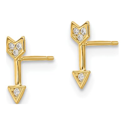 14K Yellow Gold CZ Arrow Stud Earrings – view 3