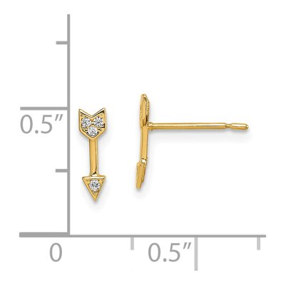 14K Yellow Gold CZ Arrow Stud Earrings – view 5
