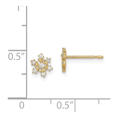 14K Yellow Gold CZ Snowflake for Girls Stud Earrings – view 5