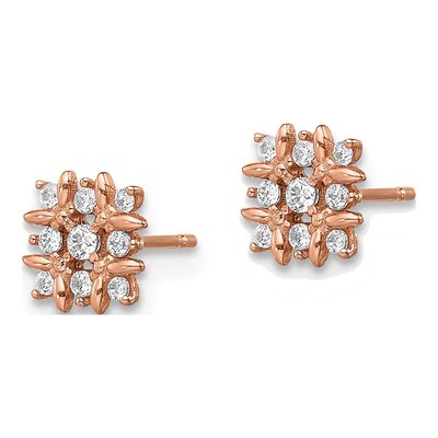 14K Rose Gold Girls' CZ Button Stud Earrings – view 2