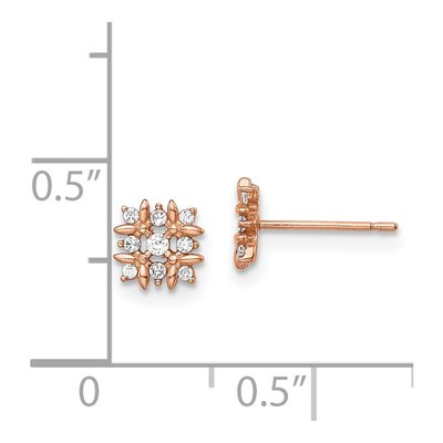 14K Rose Gold Girls' CZ Button Stud Earrings – view 4