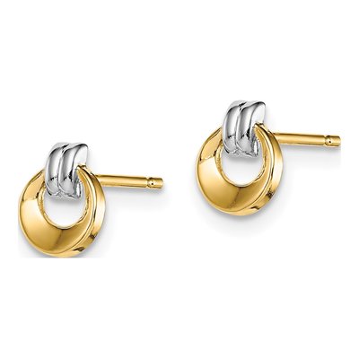 14K Yellow Gold Girls' Circle Doorknocker Stud Earrings – view 3