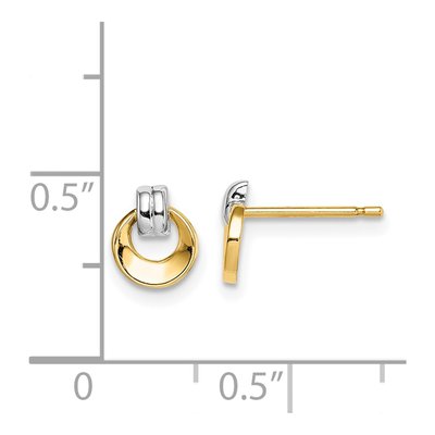 14K Yellow Gold Girls' Circle Doorknocker Stud Earrings – view 5