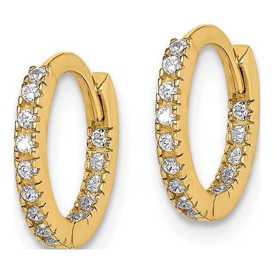 14K Yellow Gold 11mm CZ for Girls Huggie Hoop Earrings – view 3