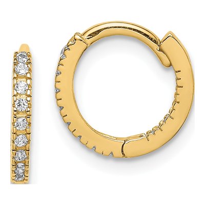 14K Yellow Gold 11mm CZ for Girls Huggie Hoop Earrings