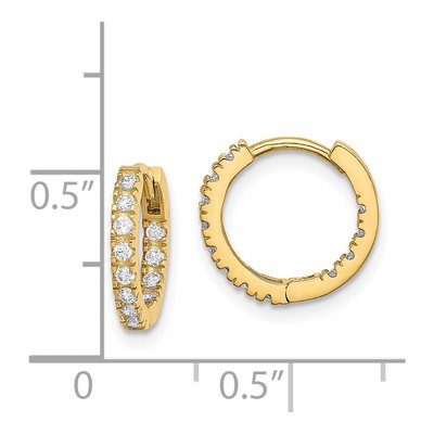 14K Yellow Gold 11mm CZ Inside-Out Huggie Hoop Earrings – view 5