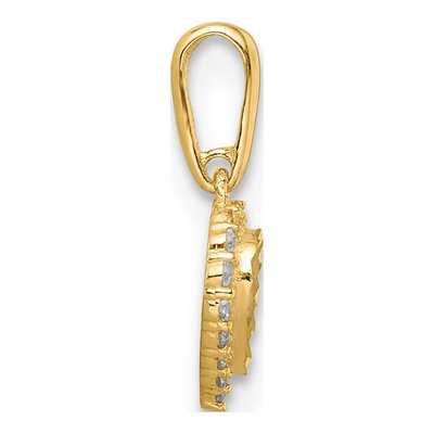 14K Yellow Gold CZ Heart for Girls Pendant – view 3