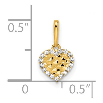 14K Yellow Gold CZ Heart for Girls Pendant – view 5