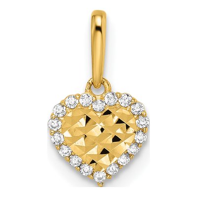 14K Yellow Gold CZ Heart for Girls Pendant