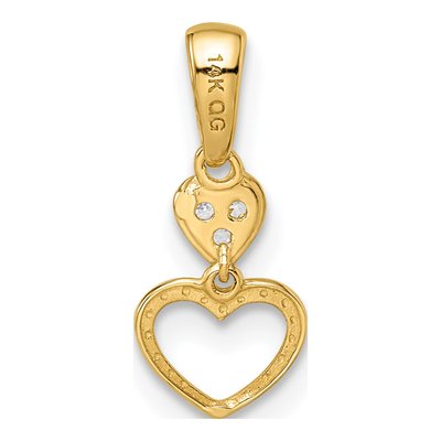 14K Yellow Gold CZ Hearts Pendant – view 4