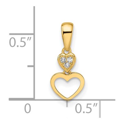 14K Yellow Gold CZ Hearts Pendant – view 5