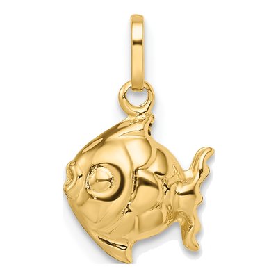 14K Yellow Gold 3-D Fish for Girls Pendant – view 4