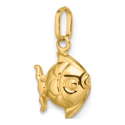 14K Yellow Gold 3-D Fish for Girls Pendant – view 5