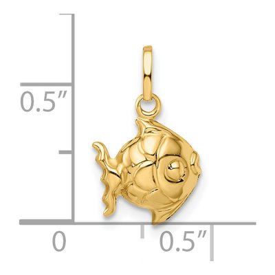 14K Yellow Gold 3-D Fish for Girls Pendant – view 6