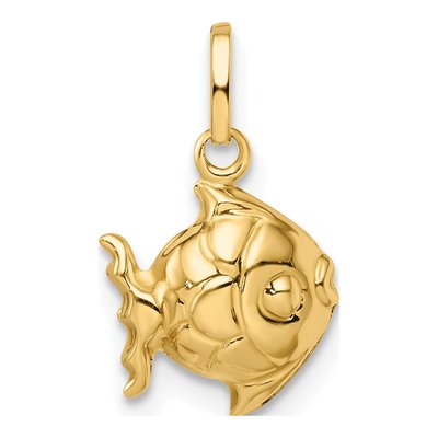 14K Yellow Gold 3-D Fish for Girls Pendant