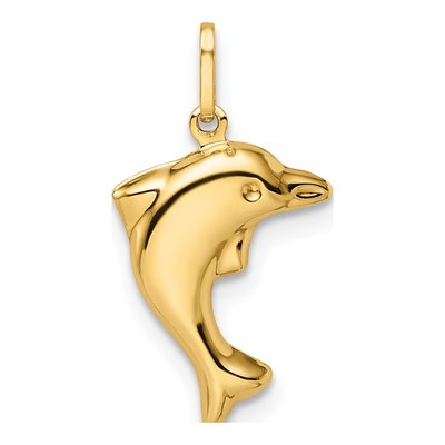 14K Yellow Gold 3-D Dolphin Pendant – view 4