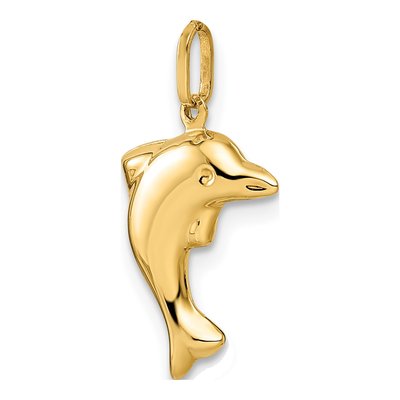 14K Yellow Gold 3-D Dolphin Pendant – view 5