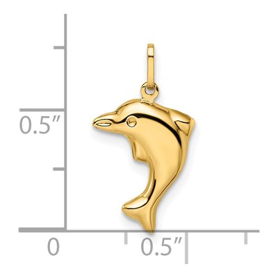 14K Yellow Gold 3-D Dolphin Pendant – view 6
