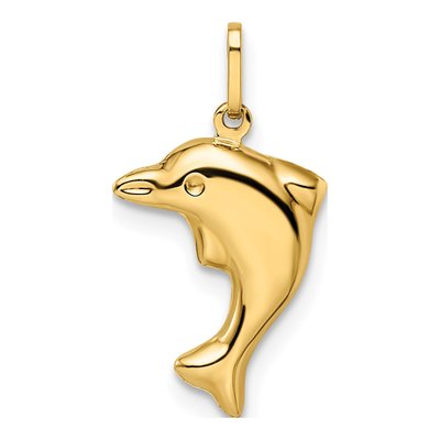 14K Yellow Gold 3-D Dolphin Pendant