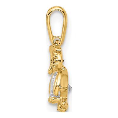 14K Yellow Gold CZ Owl for Girls Pendant – view 3