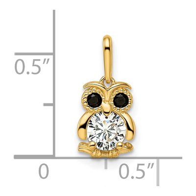 14K Yellow Gold CZ Owl for Girls Pendant – view 5