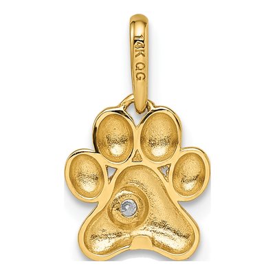 14K Yellow Gold CZ Paw Print Pendant – view 4