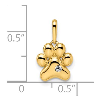 14K Yellow Gold CZ Paw Print Pendant – view 5