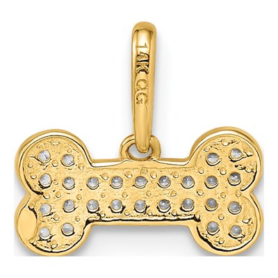14K Yellow Gold CZ Girls' Dog Bone Pendant – view 4