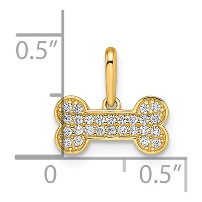 14K Yellow Gold CZ Girls' Dog Bone Pendant – view 5