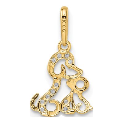 14K Yellow Gold CZ Puppy Pendant – view 4