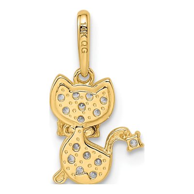 14K Yellow Gold CZ Cat for Girls Pendant – view 4