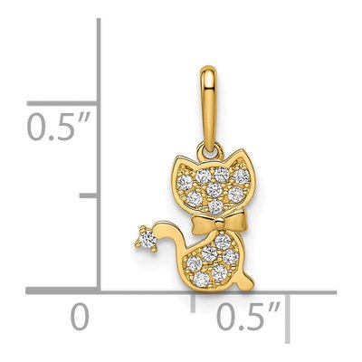 14K Yellow Gold CZ Cat for Girls Pendant – view 5