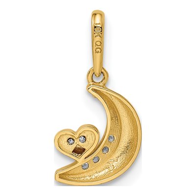 14K Two-Tone Gold CZ Moon Heart Pendant – view 4