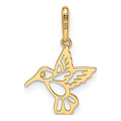 14K Yellow Gold Hummingbird for Girls Pendant – view 4