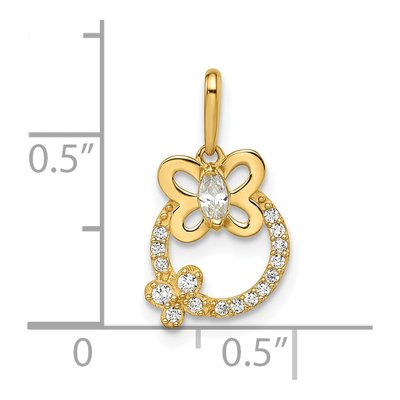 14K Yellow Gold CZ Butterfly Pendant – view 4