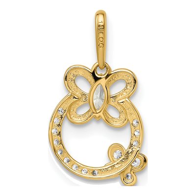 14K Yellow Gold CZ Butterfly Pendant – view 5