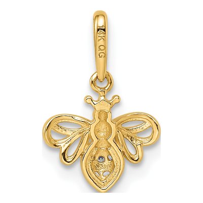 14K Yellow Gold CZ Bumble Bee Pendant – view 4