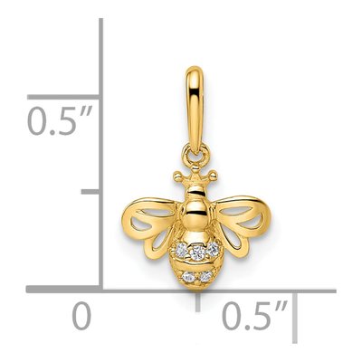 14K Yellow Gold CZ Bumble Bee Pendant – view 5
