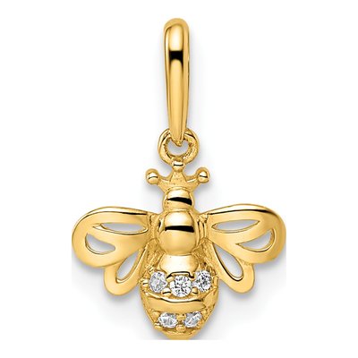 14K Yellow Gold CZ Bumble Bee Pendant