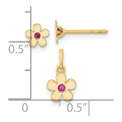 14K Gold Flower Earrings & Pendant Set – view 3