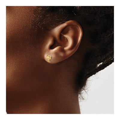 14K Yellow Gold Cupid for Girls Stud Earrings – view 4