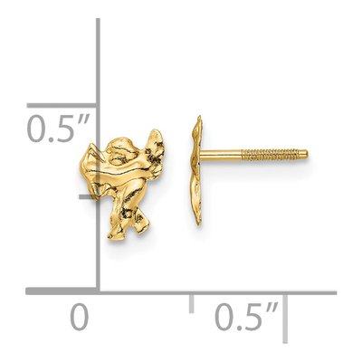 14K Yellow Gold Cupid for Girls Stud Earrings – view 5