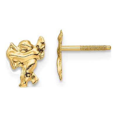 14K Yellow Gold Cupid for Girls Stud Earrings