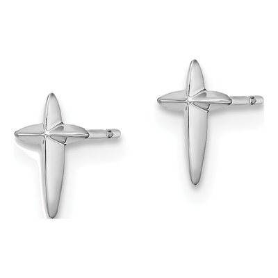 14K White Gold Cross Stud Earrings – view 3