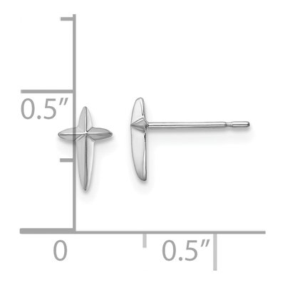 14K White Gold Cross Stud Earrings – view 5
